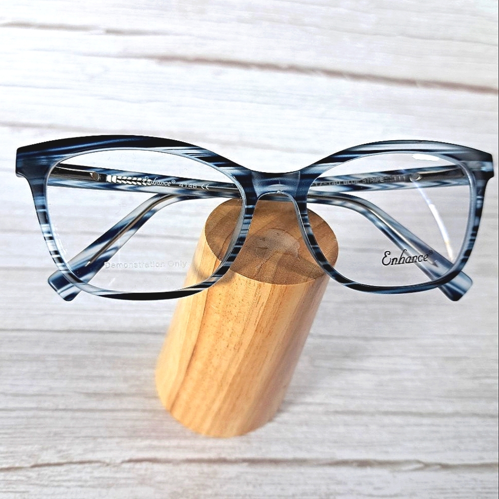 NEW Prescription-Ready Eyeglass Frame blue stripe lightweight glasses 54-17-140
